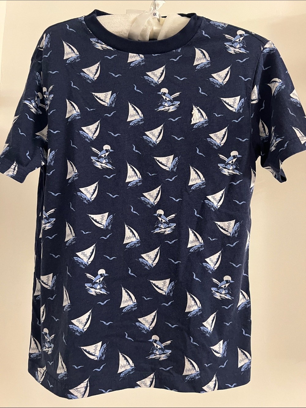 Polo bear cotton jersey tee Ralph Lauren Navy and White Sailboat Pattern Tee
